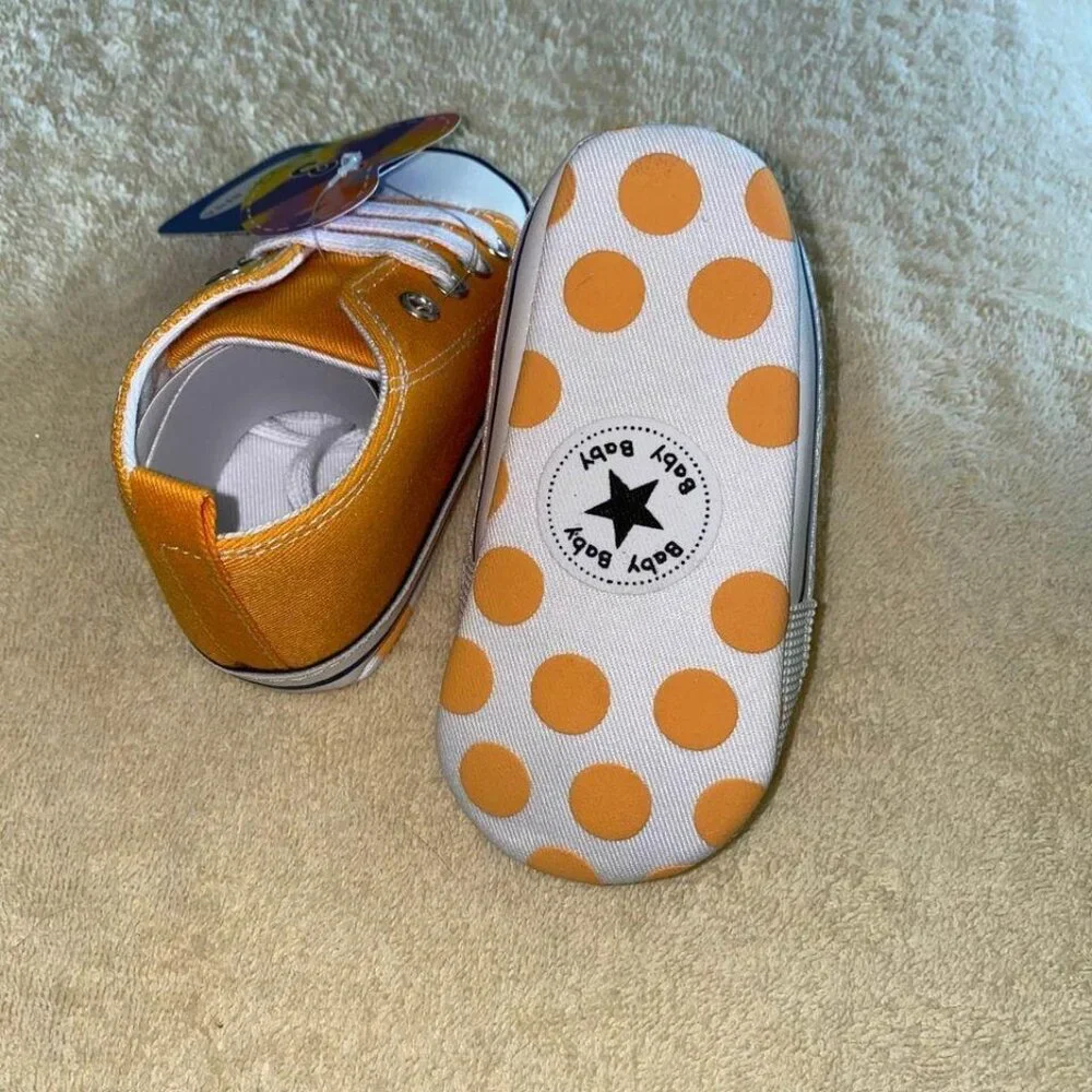 Baby Boy Baby Girl Shoes Orange Canvas High Top Sneakers Baby Size 3